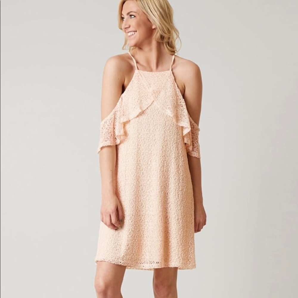 Paper Crane cold shoulder cream dress